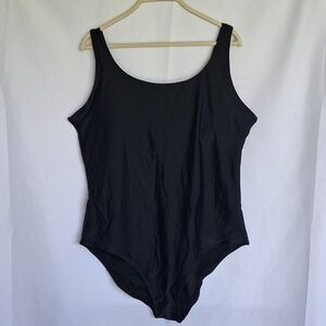 Aleumdr Classic Black Scoop Neck One-Piece Swimsuit 2XL